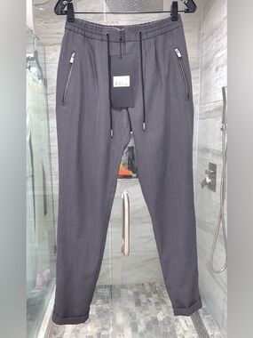 The Kooples $245 NWT  Charcoal Chino Drawstring Pants, size EU 44/US 6-8